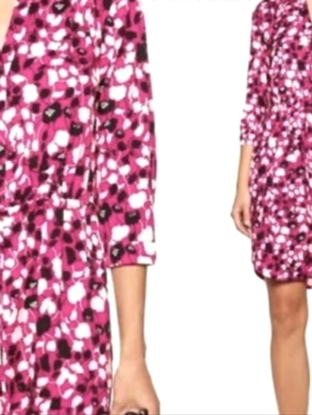 Diane Von Furstenburg Pink Floral Dress Size 2 button and tie waist